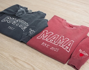 Custom Embroidered Hoodie & Sweatshirt, Personalized Embroidery Outfit, School Text Letters Embroidery Shirt