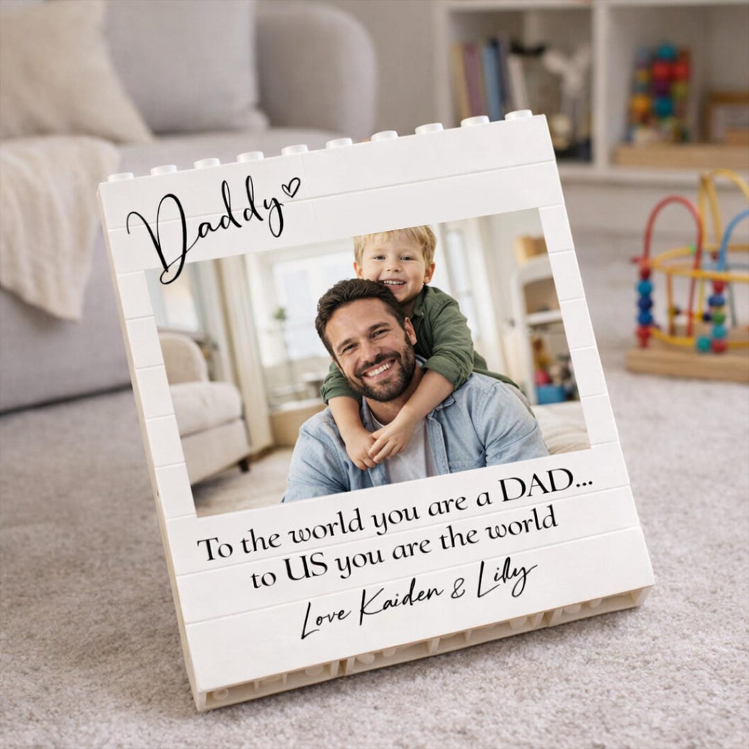 Personalized Dad Photo Building Block Frame, Custom Daddy Picture ...