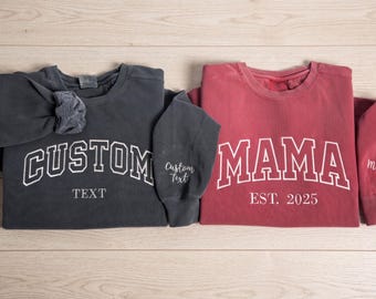 Custom Embroidered Hoodie & Sweatshirt, Personalized Embroidery Outfit, School Text Letters Embroidery Shirt