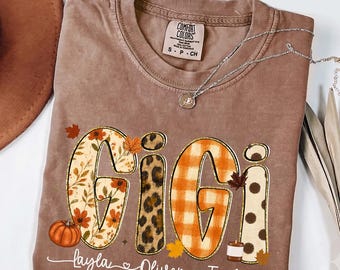 Custom Gigi Shirt, Personalized Gigi Shirt, Fall Gigi Shirt, Fall Vibes Gigi Tee, Autumn Grandma T-Shirt, Thanksgiving Gift for Gigi