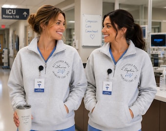 Custom Nurse Quarter-Zip Pullover - Personalized with Name, Credentials & Specialty, Great for All Healthcare Professionals, Nurse Week Gift