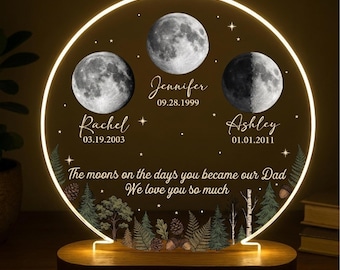 The Days You Became Our Dad, Custom Moon Phase by Date, Personalized Acrylic LED Night Light, Father's Day Gift for Dad, Husband