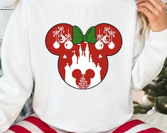 Mickey Minnie Weihnachten Sweatshirt, Disney Schloss Weihnachten Shirt, Weihnachten Schloss Shirt, Mickey Weihnachten, Disney Familie Weihnachten Shirts