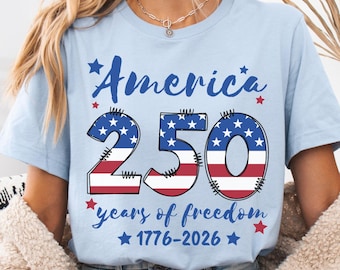 Camiseta de los 250 años de libertad de Estados Unidos, 1776-2026, 250 aniversario de EE. UU., camiseta patriótica del 4 de julio, regalo unisex para el Día de la Independencia de EE. UU.