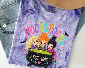 Vintage Witch Sisters Comfort Colors® Shirt, Spooky Magic Sisters Color Blast Tshirt, Cute Retro Halloween Apparel, Fall Spooky Season Gift