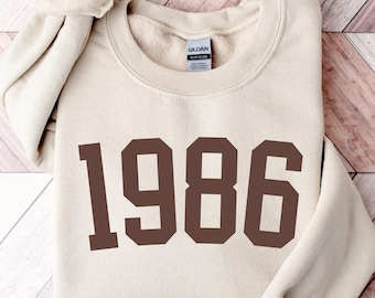 Benutzerdefinierte Jahr Sweatshirt College personalisierte Geburtstag Pullover Geburtsjahr Hoodie Geburtsdatum Rundhalsausschnitt 40