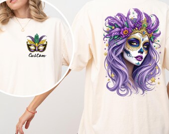 Custom Mardi Gras Shirt, Personalized Mardi Gras Carnival T-Shirt, Mardi Gras Beads Shirt, Comfort Colors New Orleans Tees
