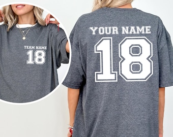 Benutzerdefiniertes Sport-Shirt, Name und Back-Nummer-Shirt, Familien-Sport-Shirts, Ihr Team-T-Shirt, personalisiertes Text-Shirt, passende Familiennummer-T-Shirts