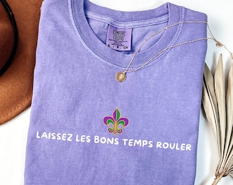 Camiseta Laissez Les Bons Temps Rouler, camiseta Mardi Gras Comfort Colors®, camiseta Mardi Gras Festival, camiseta Carnival Goose