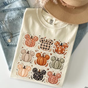 Preppy Mickey Minnie Mouse Pumpkin Halloween Shirt Pumpkin Patch Trendy Comfort Colors® Tee Boho Floral Fall Tis The Season Autumn Tshirt
