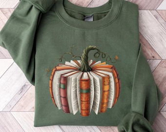 Fall Book Pumpkin Sweatshirt, Pumkin Book Hoodie, Faal book Sweater, Halloween Teacher Gift, Retro Reading Halloween Sweater, Book Lover Tee