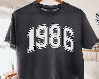 Custom 40th Birthday Boxy Tee, 1986 Birthday Shirt, Personalized Year Crop Top, Vintage Year Tee, Forty Birthday Gifts, Cropped Birth Year