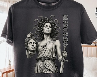 Comfort Colors® Medusa Crop Shirt, Girls Will Be Girls Feminist Boxy Tee, Mythical Empowerment Graphic Tshirt, Women's Right Tee, Bold Gift