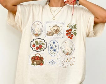 Cottagecore Comfort Colors® T-Shirt, Goose Tee Shirt, Spring Gardening Shirt, Summer Shirt, Gift for Her