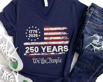250. Amerika Jubiläum Shirt, Wir die Menschen Shirt, US 250 Jahre Tshirt, Vaterländisches T-Shirt mit USA Flagge, Retro Unabhängigkeitstag Geschenk für die Familie