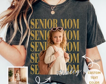 Custom Photo Senior Mom Shirt 2026, Personalized Class Of 2027 T-Shirt, Proud Senior Dad Gift, Senior Mom Graduation Shirts