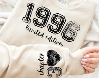 Benutzerdefiniertes 30. Geburtstags-Sweatshirt, personalisierter Limited Edition 1996 Hoodie, benutzerdefinierter Geburtstag, 1996 Jahreszahl-Sweatshirt