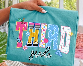 Third Grade Girl Shirt,3rd Grader Girls Coquette Bow Shirt,Back to School Teacher Gifts, First Day of 3rd Grader Preppy Girls Shirt,School