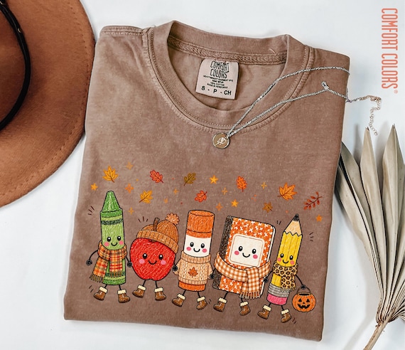 Comfort Colors® Autumn Teacher Shirt School Doodles Tee Cute Classroom Shirt Teacher Halloween Gift School Supplies Tee Fall Teacher Outfit