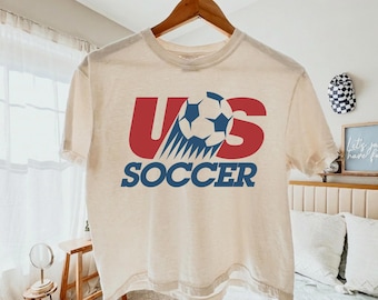 USA Soccer Retro Cropped Top, USA Soccer World Vintage Comfort Colors boxy Tee, United States Football Soccer Fan Gift, US Soccer Crop Top