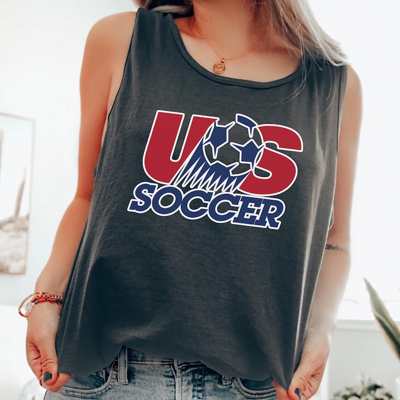 USA Soccer Retro Tank Top, USA Soccer World Vintage Comfort Colors Shirt, United States Football Tee, Soccer Fan Gift, US Soccer Tank Top image 5