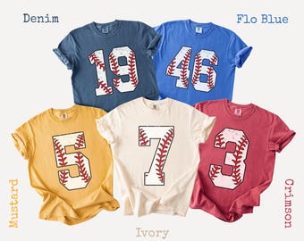 Custom Baseball Number Shirt, Personalized Baseball Game Day Tees, Baseball Shirt, Comfort Colors Sports Number Tee, Birthday Boy Tshirt