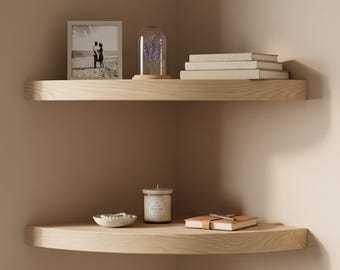 Wooden Live Edge Corner Shelves -Handmade Live Edge Corner Shelf - Handcrafted Solid Wood Floating Wall Display - Solid Wood Rustic Decor