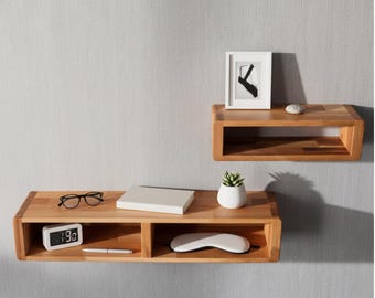 Floating Shelf-Minimalist Solid Wood Shelf-Scandinavian Wall Shelf-Handmade Wooden Floating Shelf-Minimal Wall Storage-Modern Floating Shelf