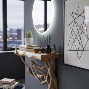 Live Edge Solid Wood Wall Shelf with Natural Root Support – Handmade Rustic Modern Home Decor-Rustic Modern Shelf-Handcrafted Solid Wood