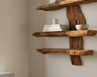 Modern Corner Shelf | Multi-Tier Wall Mounted Shelf | Minimalist Corner Storage | Decorative Wooden Corner Rack-Floating Corner Shelf