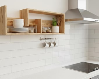 Schwebendes Regal aus Holz-Massivholz Wandregal-Handgefertigte Wand Aufbewahrung-Naturholz Dekor-Modernes schwebendes Regal-