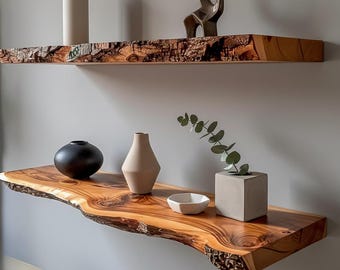live edge shelf-Handmade Wood shelves-Modern Wall Mounted Storage Rack-Minimalist Wood Wall-Floating shelves-Modern Natural Shelf