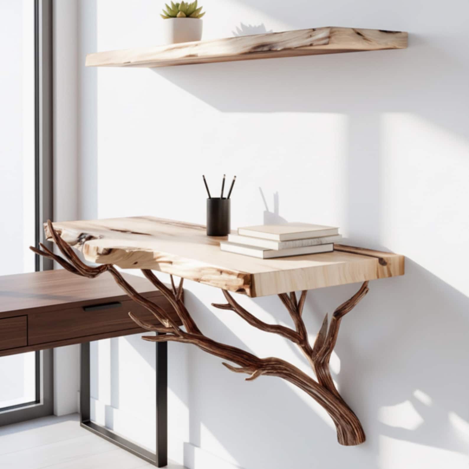 Handmade Wood Shelves-handmade Live Edge Wood Shelf – Rustic Natural ...
