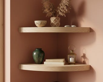 Solid Wood Rustic Decor - Wooden Live Edge Corner Shelves -Handmade Live Edge Corner Shelf - Handcrafted Solid Wood Floating Wall Display