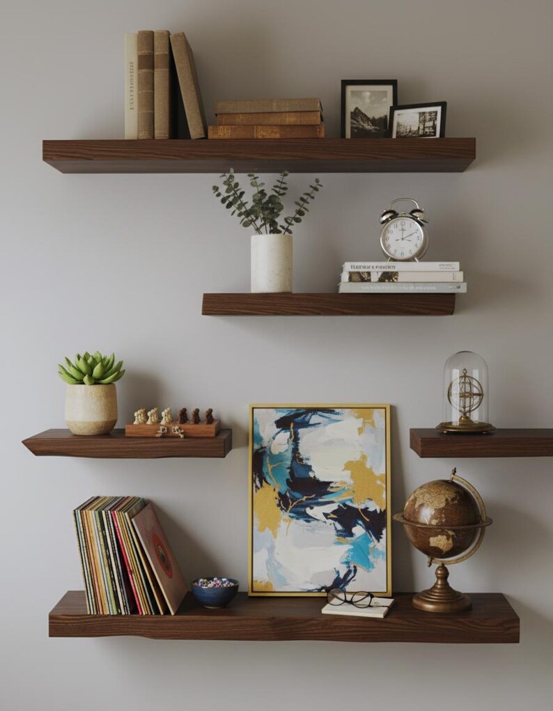 Shelves for Office or Home Library-floating Rustic Wooden Shelf-modern ...