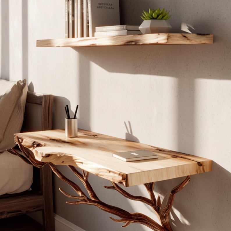 Handmade Wood Shelves-handmade Live Edge Wood Shelf – Rustic Natural ...