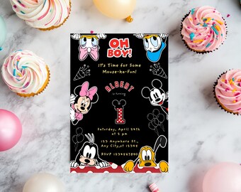 Mickey Mouse Birthday Invitation | Editable Canva Template (Digital)