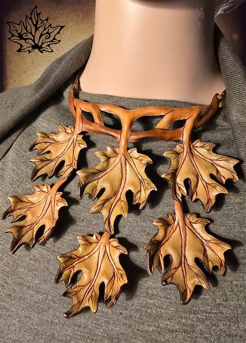 Leather Leaf Necklace, Made to Order. - Etsy