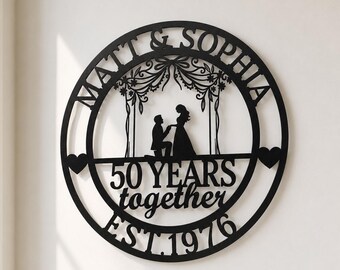 Personalized 50th Anniversary Metal Sign | Custom Golden Anniversary Gift, Gift for Parents