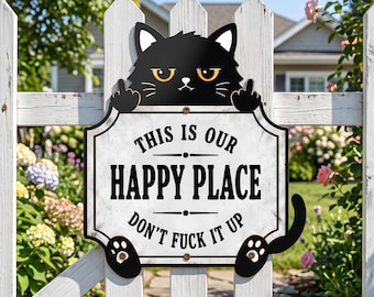 This Is My Happy Place Don't F*ck It Up Metal Sign | Funny Sarcastic Round Plaque