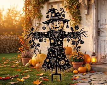 Halloween Pumpkin Scarecrow Yard Stake | Fall Outdoor Garden Decor | Spooky Lawn Sign