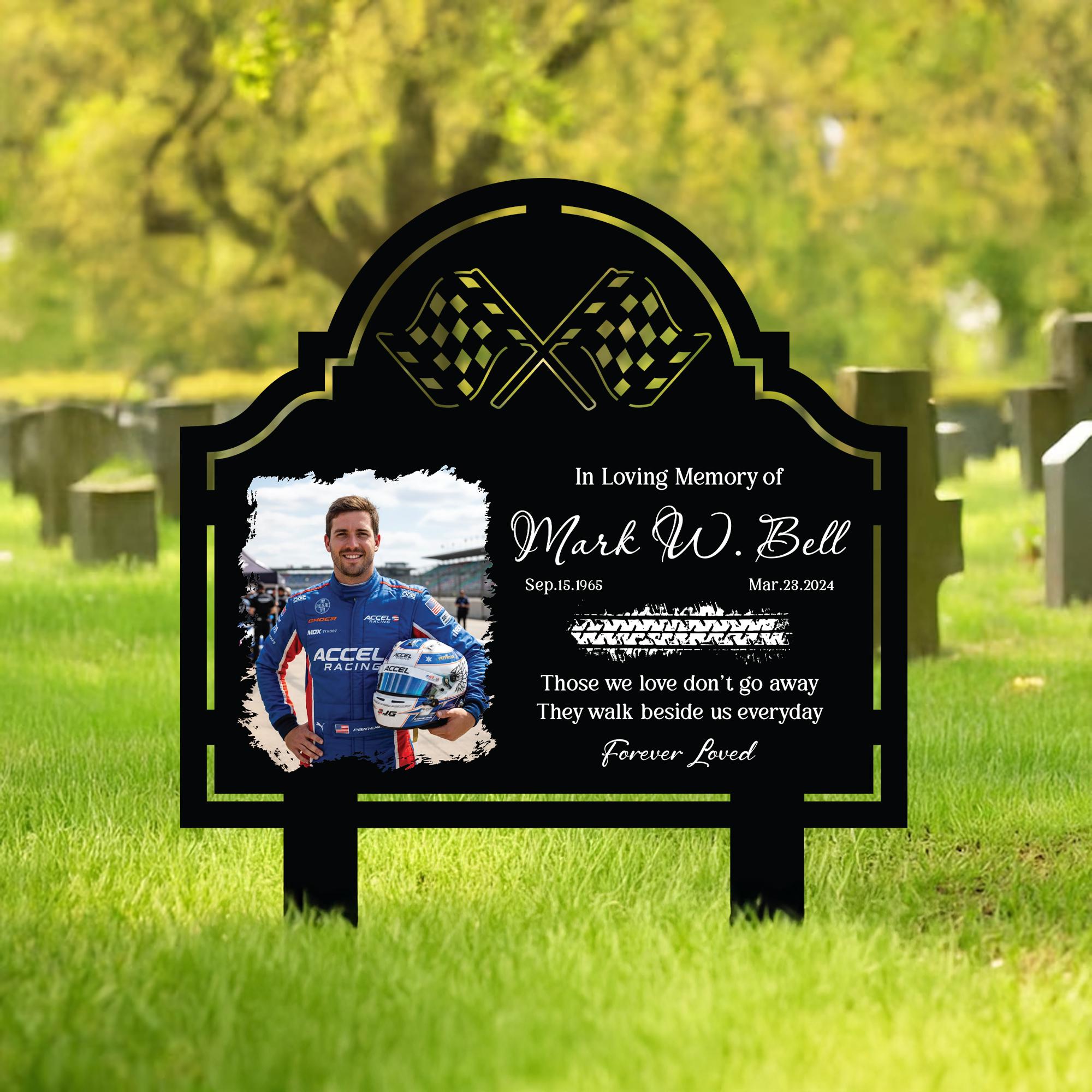 In Memory Racer Personalized Racing Memorial Plaque – Custom Photo Garden Memorial for ...
