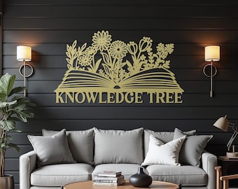 Aangepast metalen bord bibliotheek met bloemenboekontwerp voor leeszaalinrichting