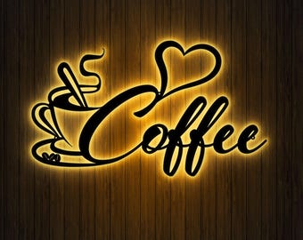 Coffee Lover Metallschild mit minimalistischem Line Art Design für die Küche