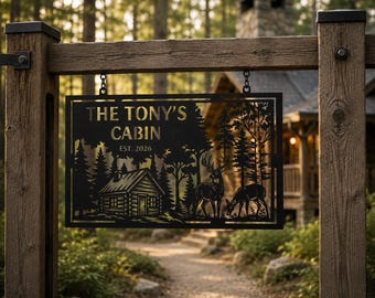 Personalized Cabin Metal Sign | Custom Family Name Outdoor Decor