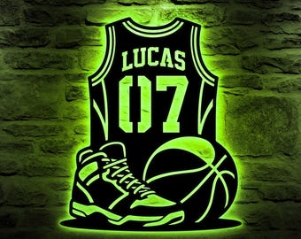 Personalized Basketball Jersey Metal Sign | Custom Sneaker Wall Decor | Basketball Player Gift