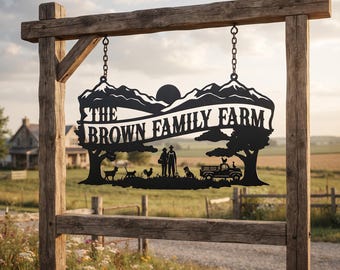 Custom Family Farm Metal Entrance Sign | Personalized Homestead Driveway Plaque