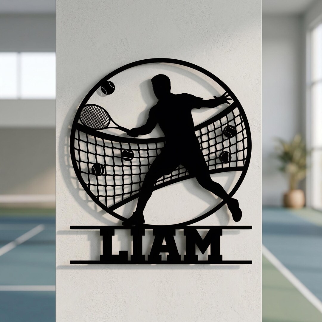 Tennis Racket Sign Custom Custom Tennis Player Metal Sign, Personalized Sports Wall Art, Tennis ...