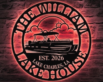 Custom Pontoon Boat Metal Sign for Lake House or Waterfront Wall Decor