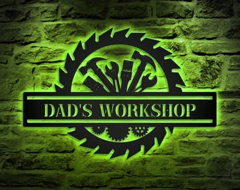Placa de metal personalizada para garagem com nome à sua escolha, ideal para oficina ou espaço masculino.